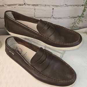 COLE HAAN MENS BROWN LEATHER PINCH WEEKENDER LOAFERS LIKE NEW 12